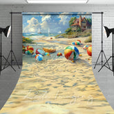 Aperturee - Aperturee Painted Blue Sky Sandy Beach Summer Sweep Backdrop